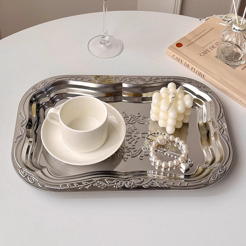 Bandeja decorativa de aço inox - Home Cooking Recipes avaliação e preço